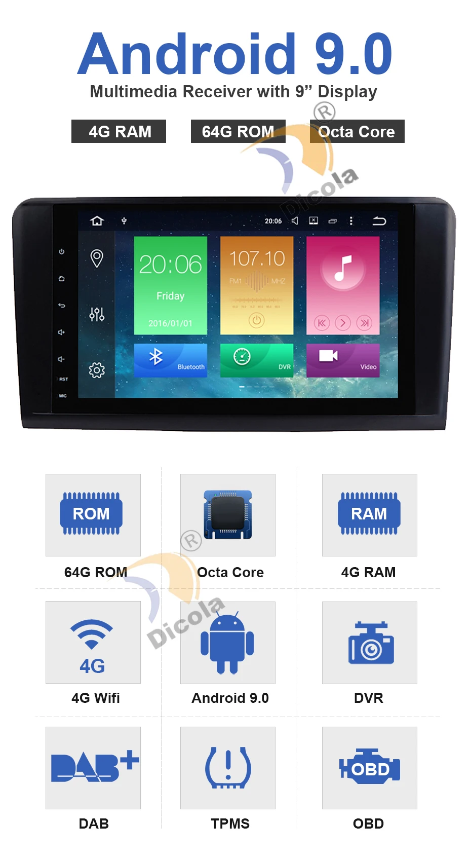 4G+ 64G PX5 ips HD Восьмиядерный Android 9,0 автомобильный DVD для Mercedes Benz AMG/R Class W251 R280 R300 R320 R350 GPS Радио стерео