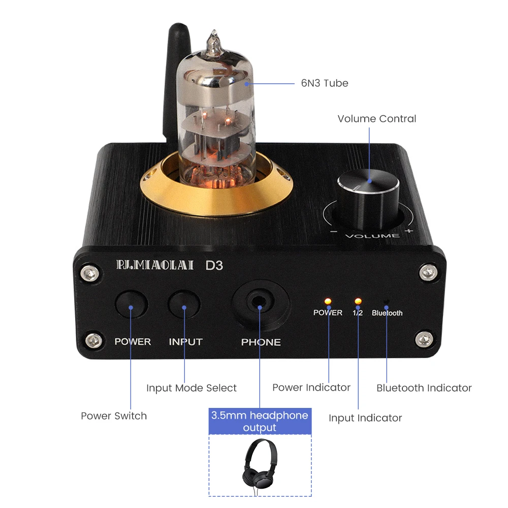 Мини трубчатый волоконно коаксиальный декодер PJ.MIAOLAI HiFi D3 Bluetooth 5 0 DAC аудиоресивер