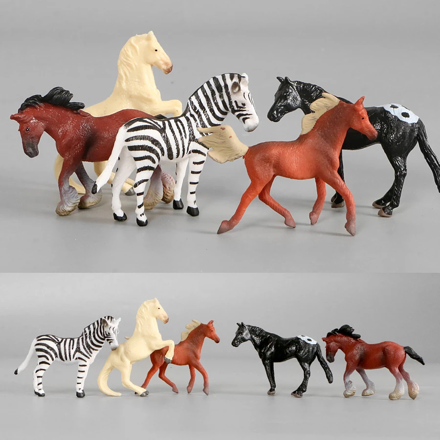 

Simulation Horse Mini Models Hand Painted PVC Figurine,Friesian,Zebra Miniature Pony Action Figure Toy For Kid Educational Toys