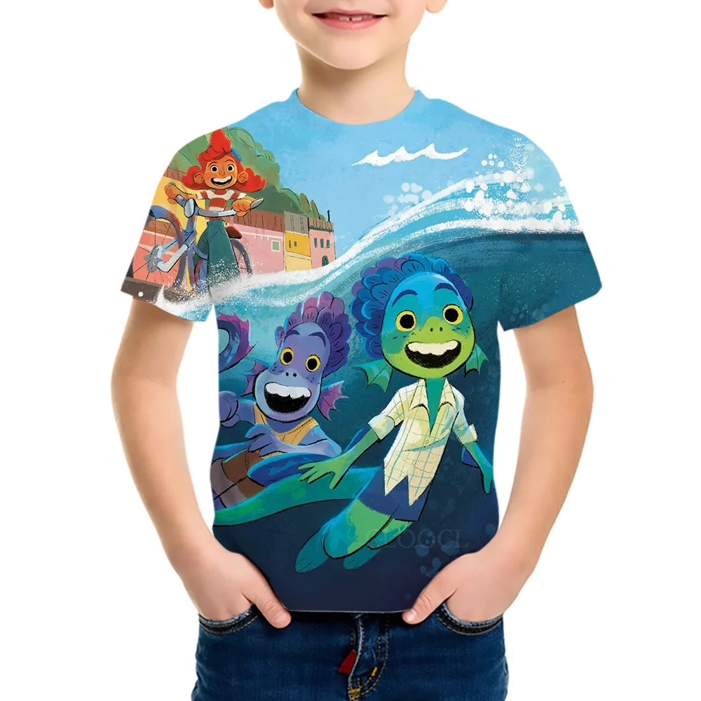 

CLOOCL Comedy Animation Luca Children T-shirt 3D All Over Printed Cartoon Boy Girl Short Sleeve Kid Matching Family Outfits Tops