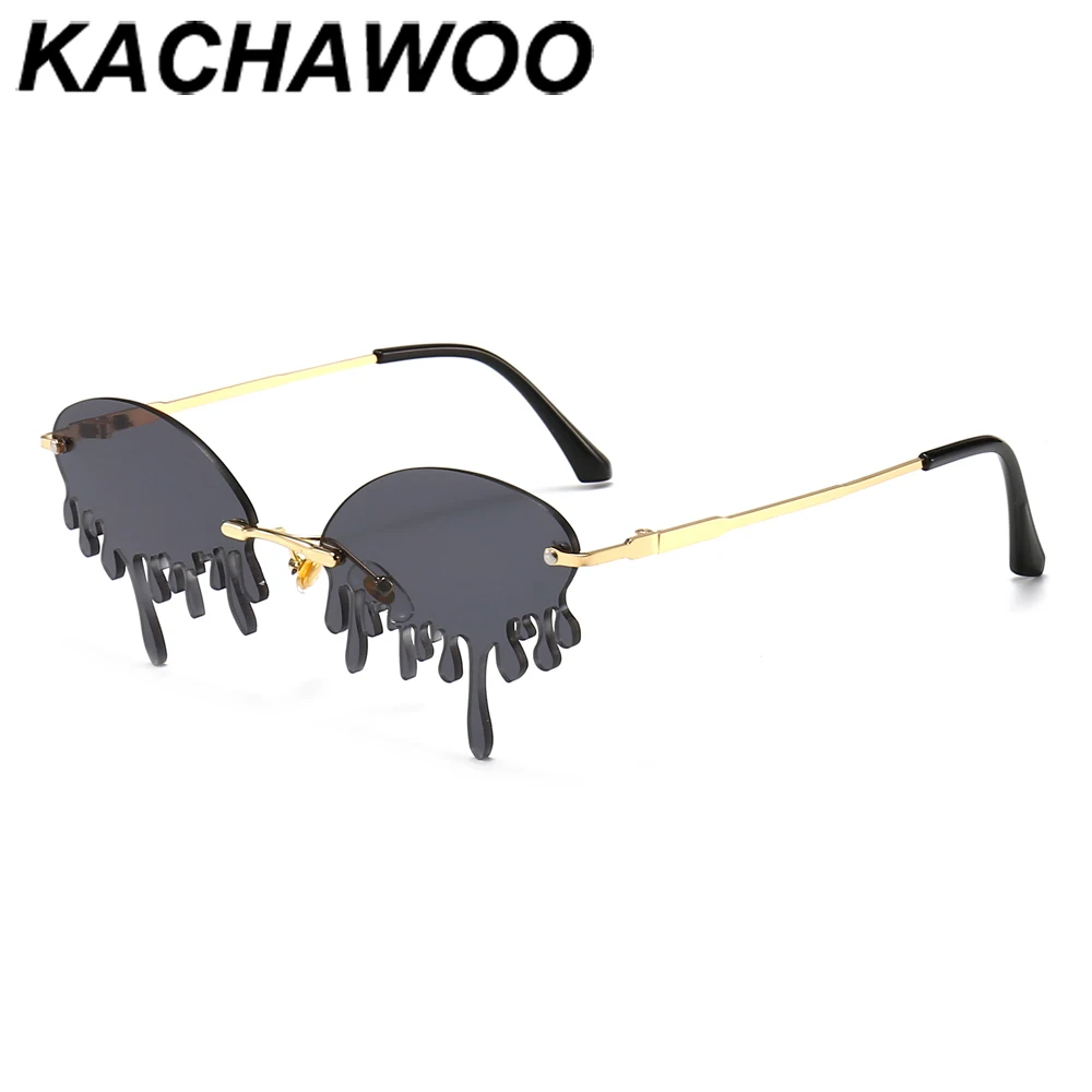 

Kachawoo funny sunglasses women fashion gold red vintage sun glasses for men rimless candy color party show decoration drop ship