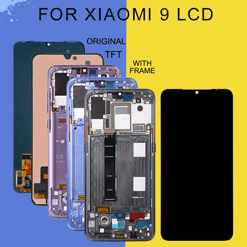 

ЖК-дисплей 6,39 дюйма для Xiaomi 9, сенсорная панель, стеклянный дигитайзер M1902F1G, сборка Mi9, дисплей со средней рамкой
