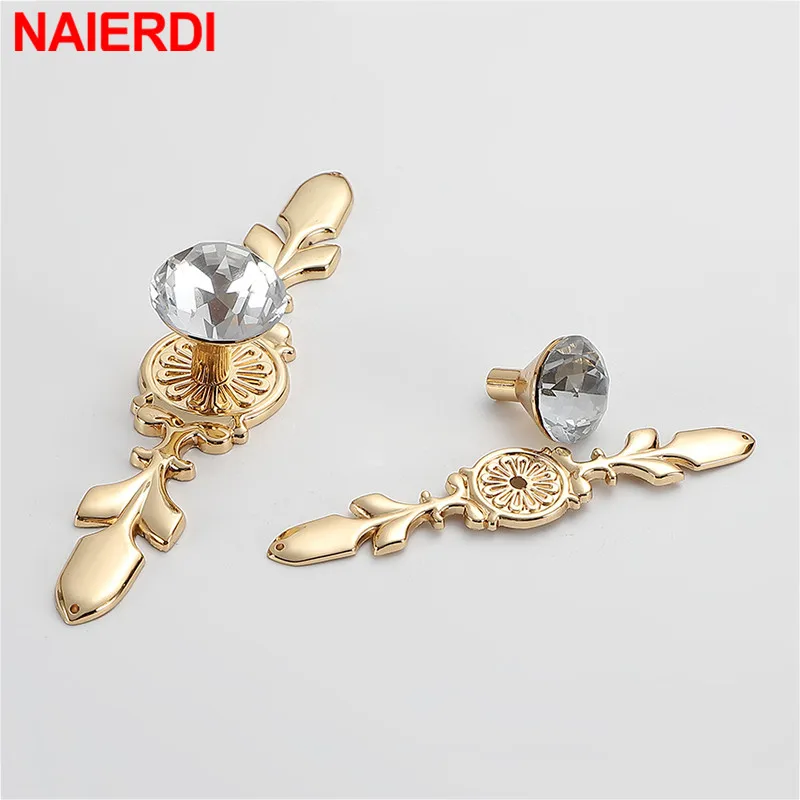 Роскошные алмазные ручки NAIERDI с кристаллами для шкафов выдвижных ящиков дверей