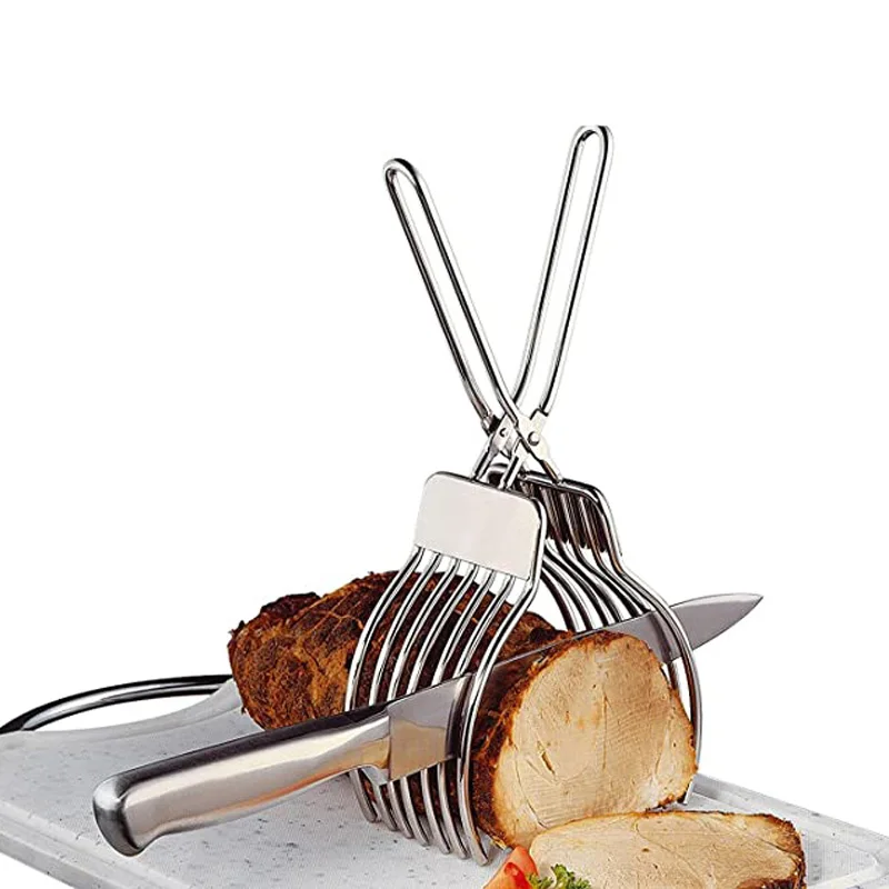 stainless steel roast cutting tongs meat slicer tongs kitchen safety gadget for grilling bbq kitchen accessories free global shipping