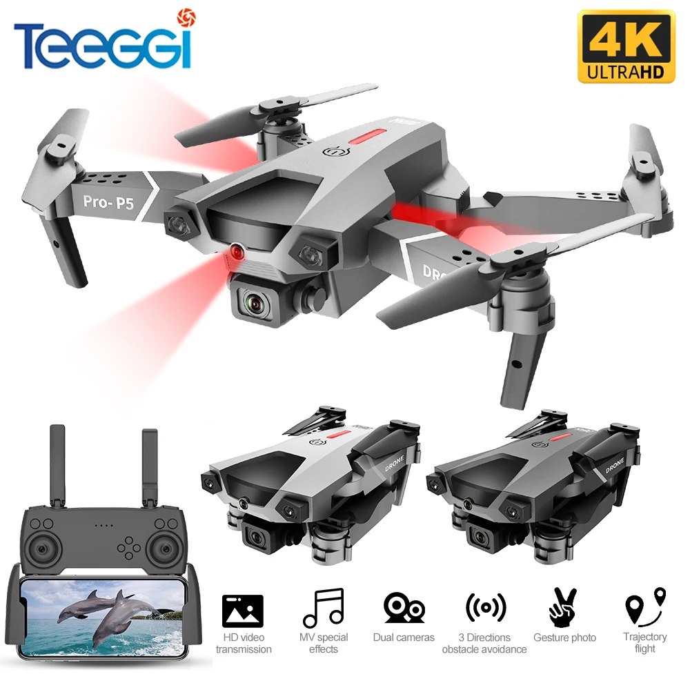 Teeggi P5 мини Дрон с HD 4K двойной камерой профессиональная аэрофотосъемка