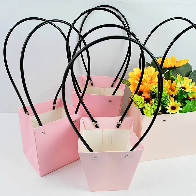 Portable Waterproof Paper Flower Box, Kraft Gift Bag, Handbag for Wedding Party Rose Packaging image 3