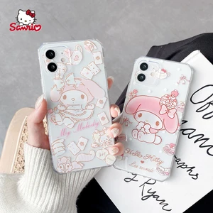 Hello Kitty Melody side transparent phone case for iPhone13 13Pro 13Promax 12 12Pro Max 11 Pro X XS MAX XR 7 8 Plus case