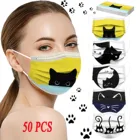 50 шт., дышащие 3-слойные одноразовые маски для рта
