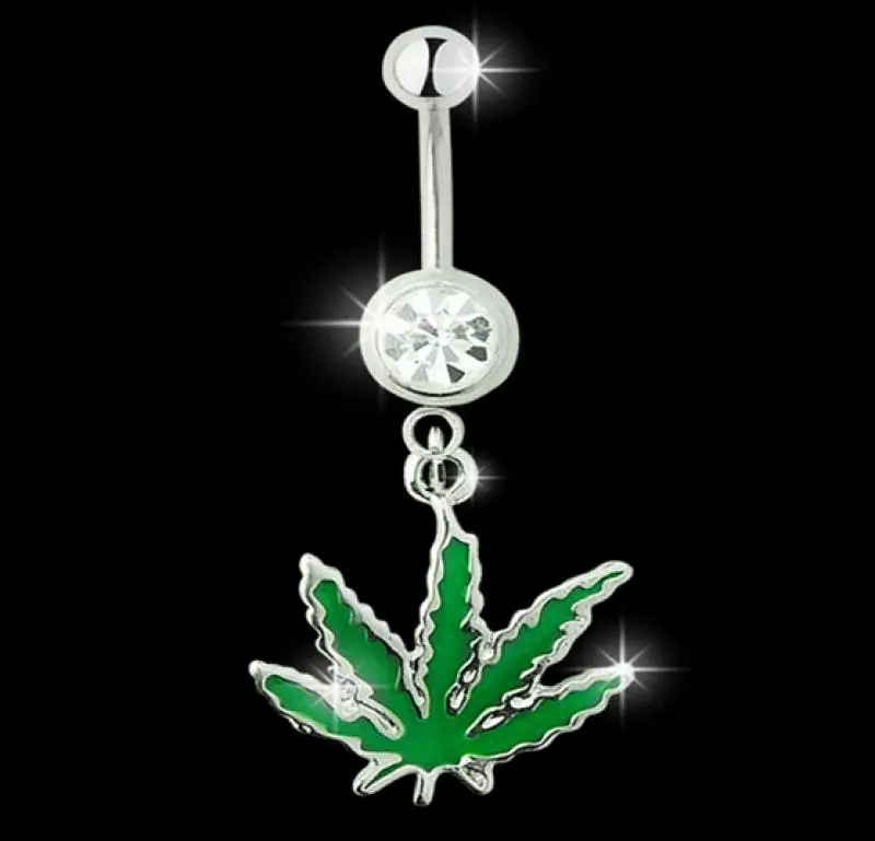 Клен лист пупка кольцо травка Кнопка Пирсинг ювелирные изделия бар из