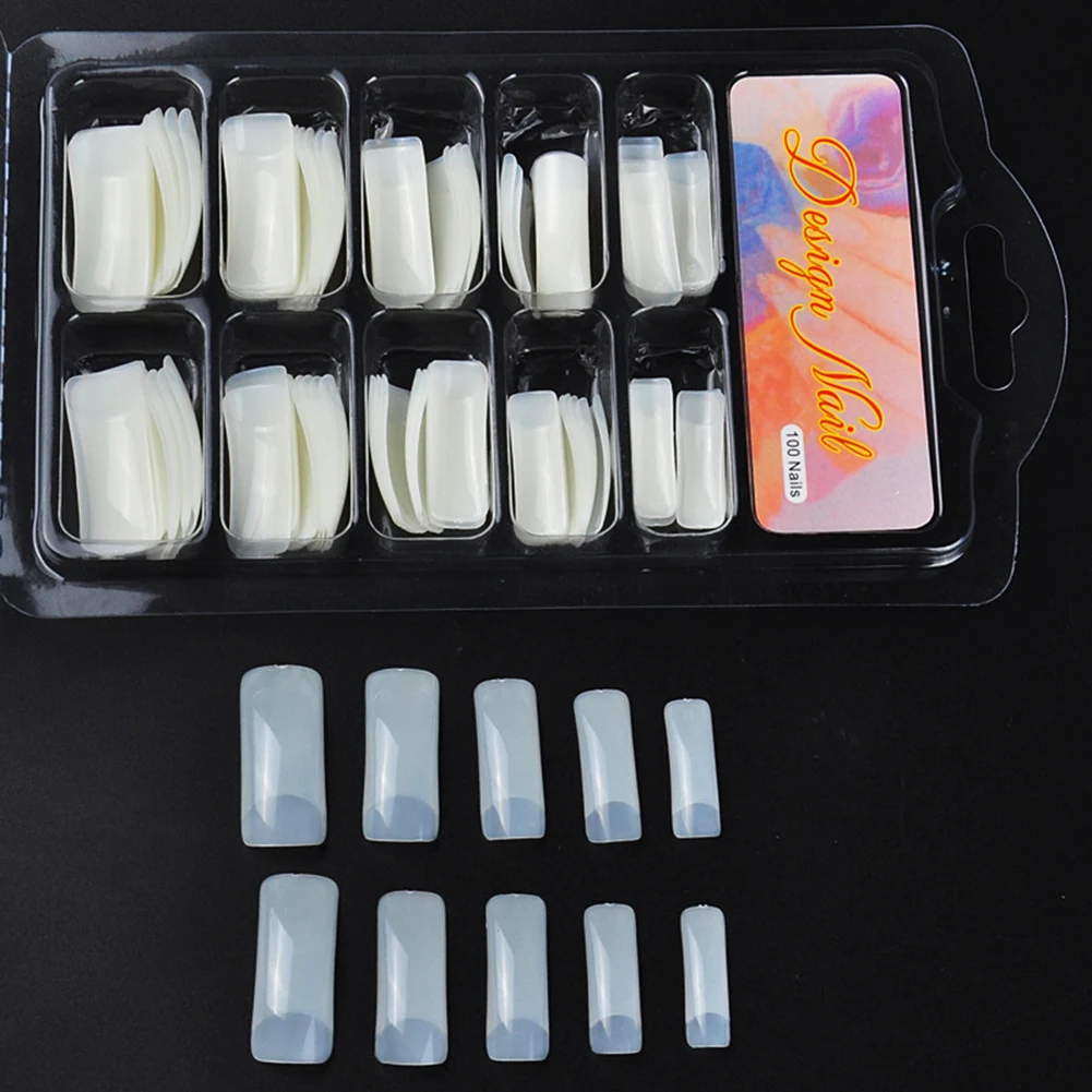 1 Box Fake Nails Transparent False French Nail Tips Artificial Acrylic Ballerina Coffin Manicure Design Set DIY Tool