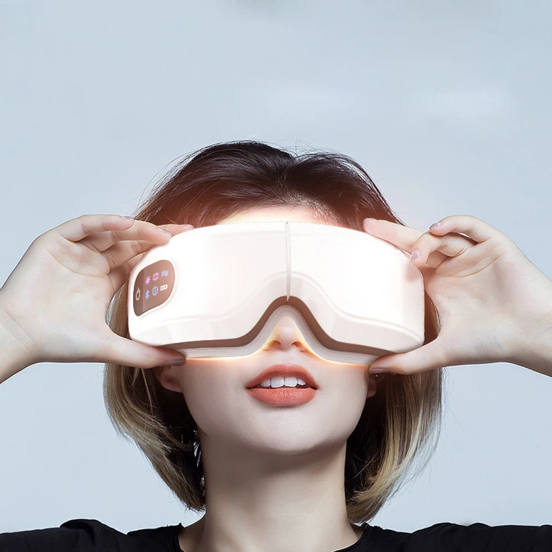 للبيع العين مدلك بلوتوث شحن Eyecare أداة ضغط الهواء الاهتزاز لصقة تسخين العين الطلاب مدلك