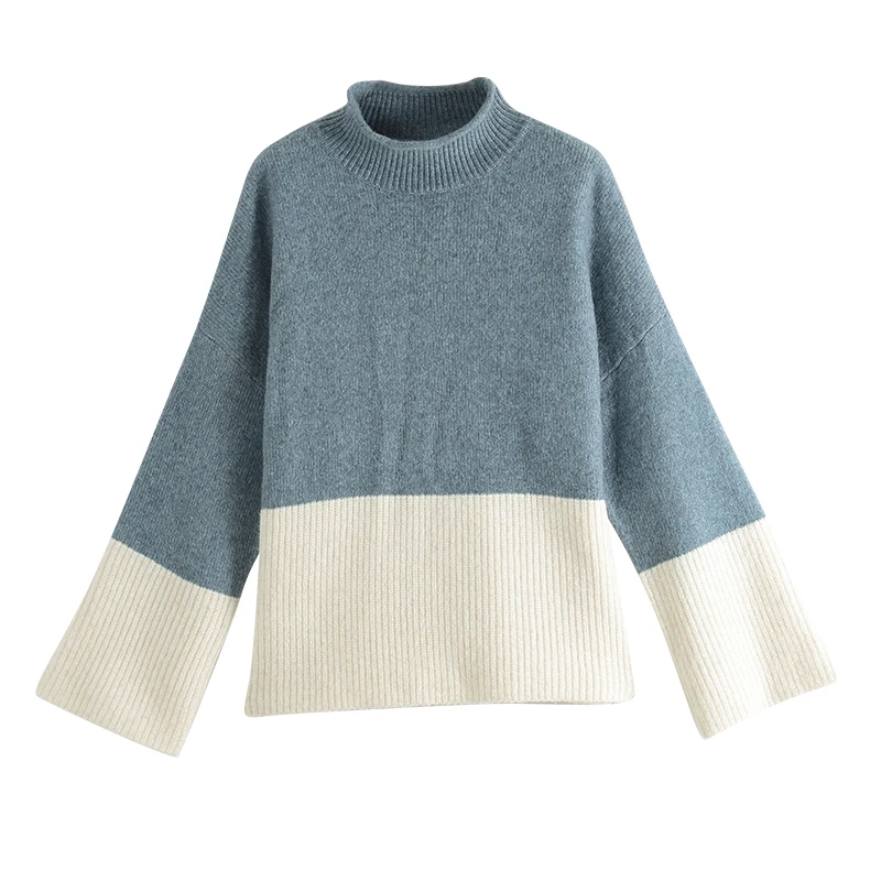 Свитер женский с длинным рукавом и высоким воротником | Женская одежда