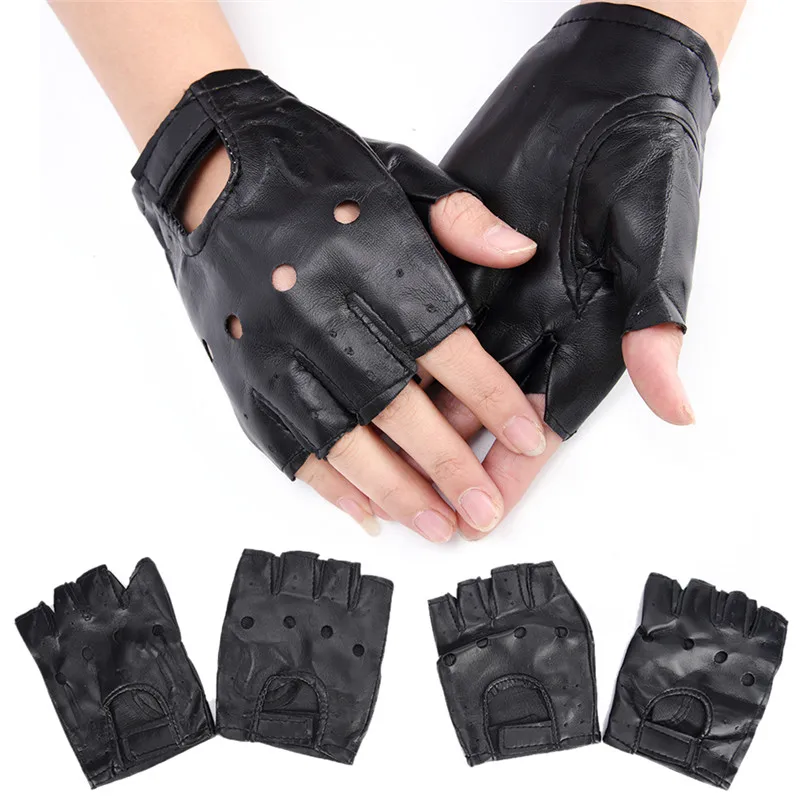 

1 Pair Women Fashion PU Leather Half Finger Driving Gloves Fingerless Gloves For Women Black Color Wholesale