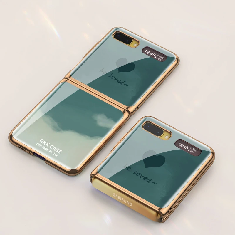 

Luxury Pattern Plating Glass Case For Samsung Galaxy Z Flip 5G Case Hard PC Back Protective Cover For Galaxy Z Flip