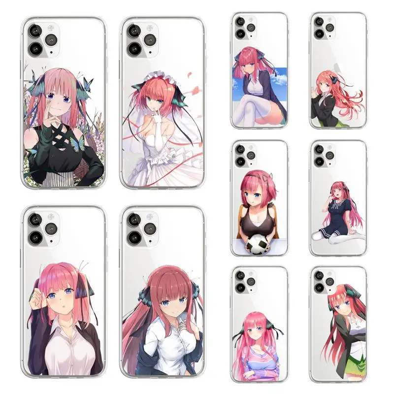 

Nino Nakano Anime Phone Case Transparent soft For iphone 12 11 13 7 8 6 s plus x xs xr pro max mini