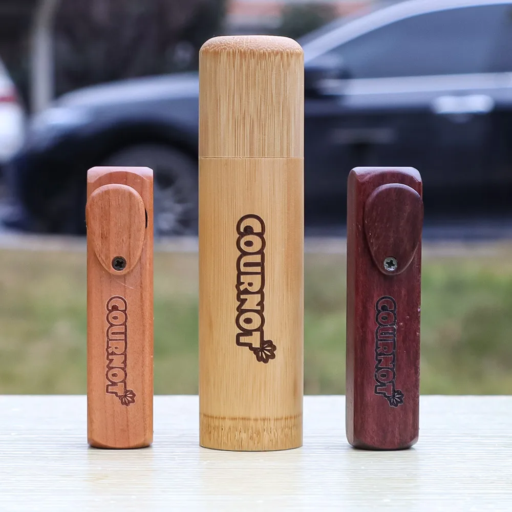 

COURNOT 8mm easy to carry storage wooden tobacco herbal pipe natural +Smell-Proof Storage Container for Tobacco Herbs