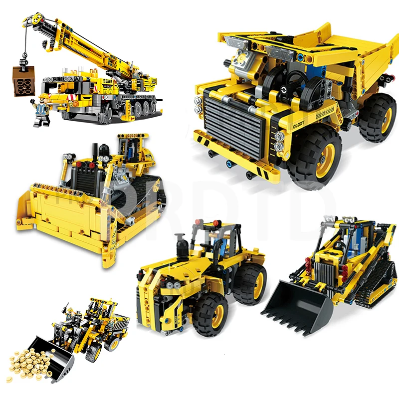 Радиоуправляемый автомобиль грузовик на гусеничном ходу строительные блоки