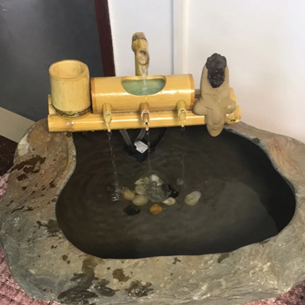 Бамбуковый аквариум переработка воды фэн шуй украшение трубка фонтан камень