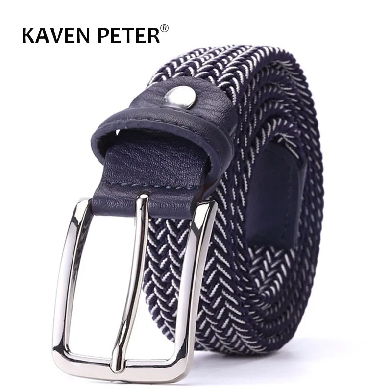 Mixed Color Elastic Belt Men Woven Elastic Stretch Belt Braided Knitted Stretch Belt With Covered Buckle1-3/8" Wide High Quality