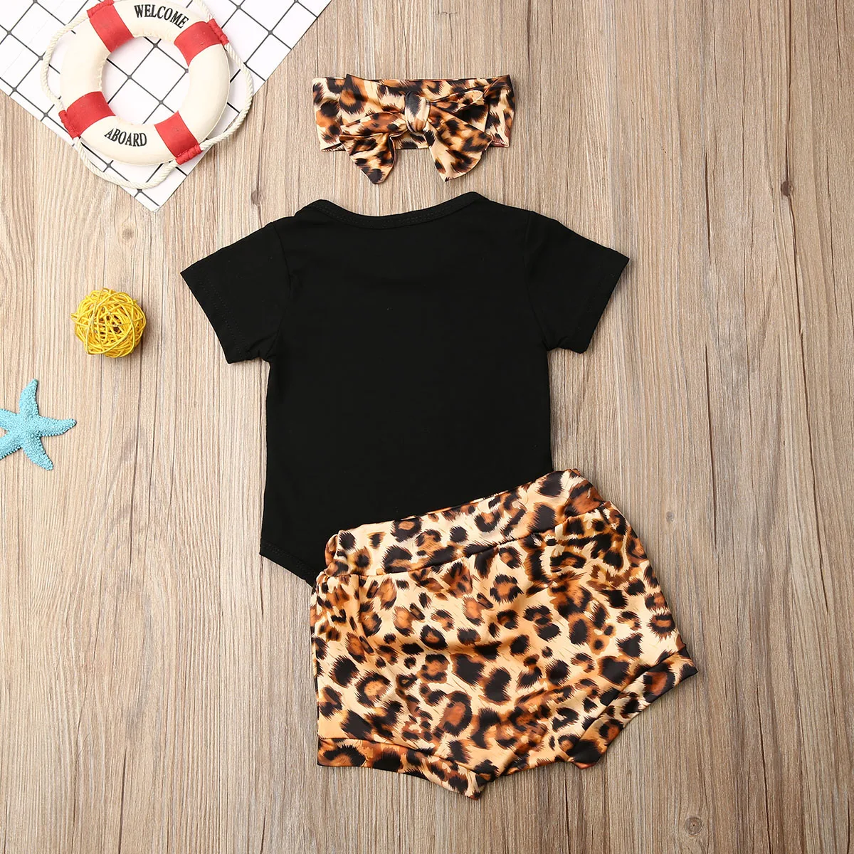 

New 3Pcs Baby Boy Girl Romper Tops+Short Pants Outfits Clothes 0-18M