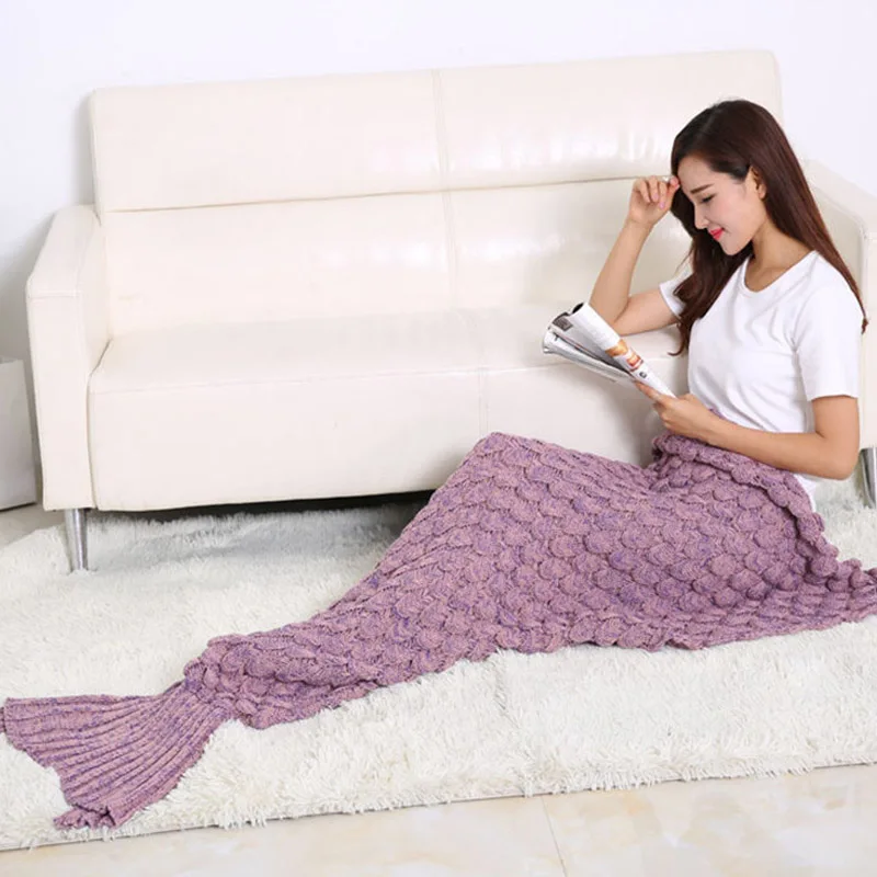 

Summer Wearable Portable Air Conditioning Mermaid Blanket Leisure Siesta Sofa TV Blanket High Quality Toweling Coverlet