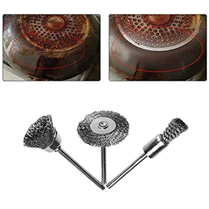 

90pcs Steel Cleaning Wire Brush Set Wire Brushes Wheels Cleaning Brush Set Polishing Attachment for Die Grinder Precision Tools