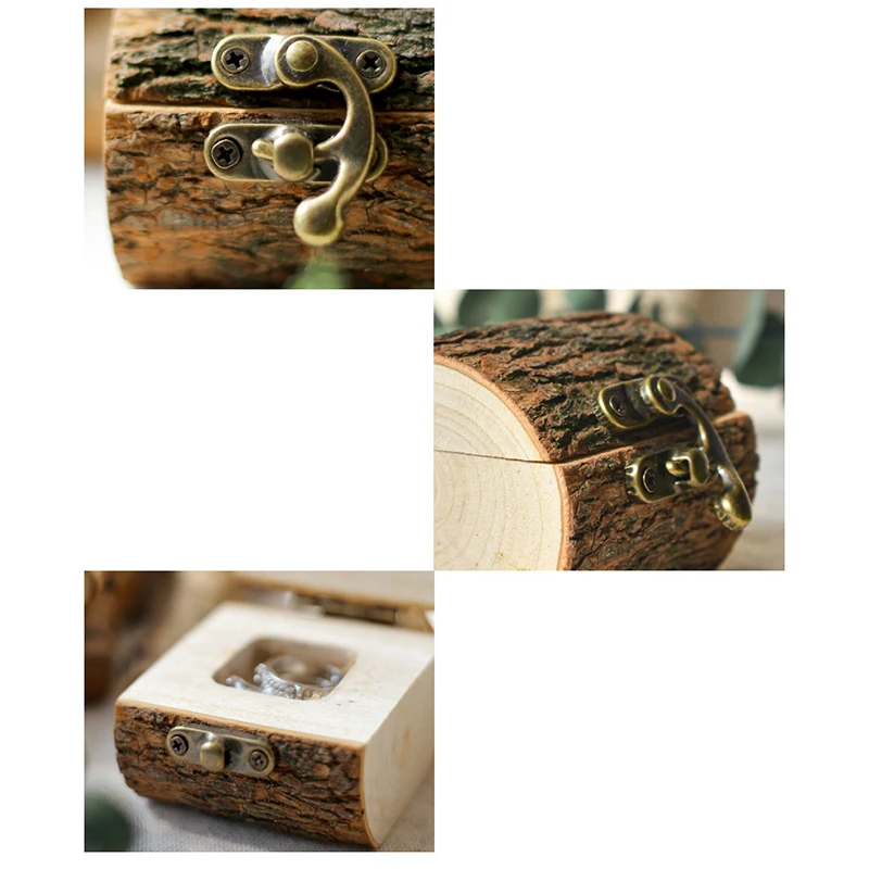 

Creative Ring Box Wooden Handmade Crafts Rustic Jewelry Storage Holder Personalized Wedding Gifts for Engagement