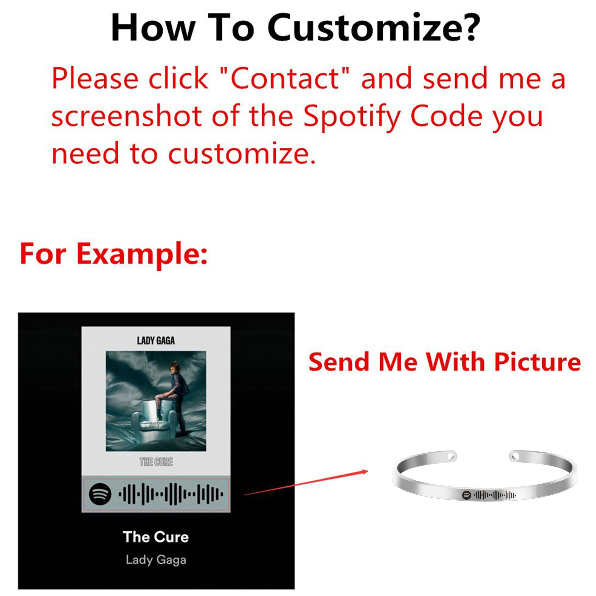 

Personalized Custom Music Spotify Scan Code Laser Engraved Bangle Stainless Steel Bracelet Fashion Jewelry Lover Women Best Gift