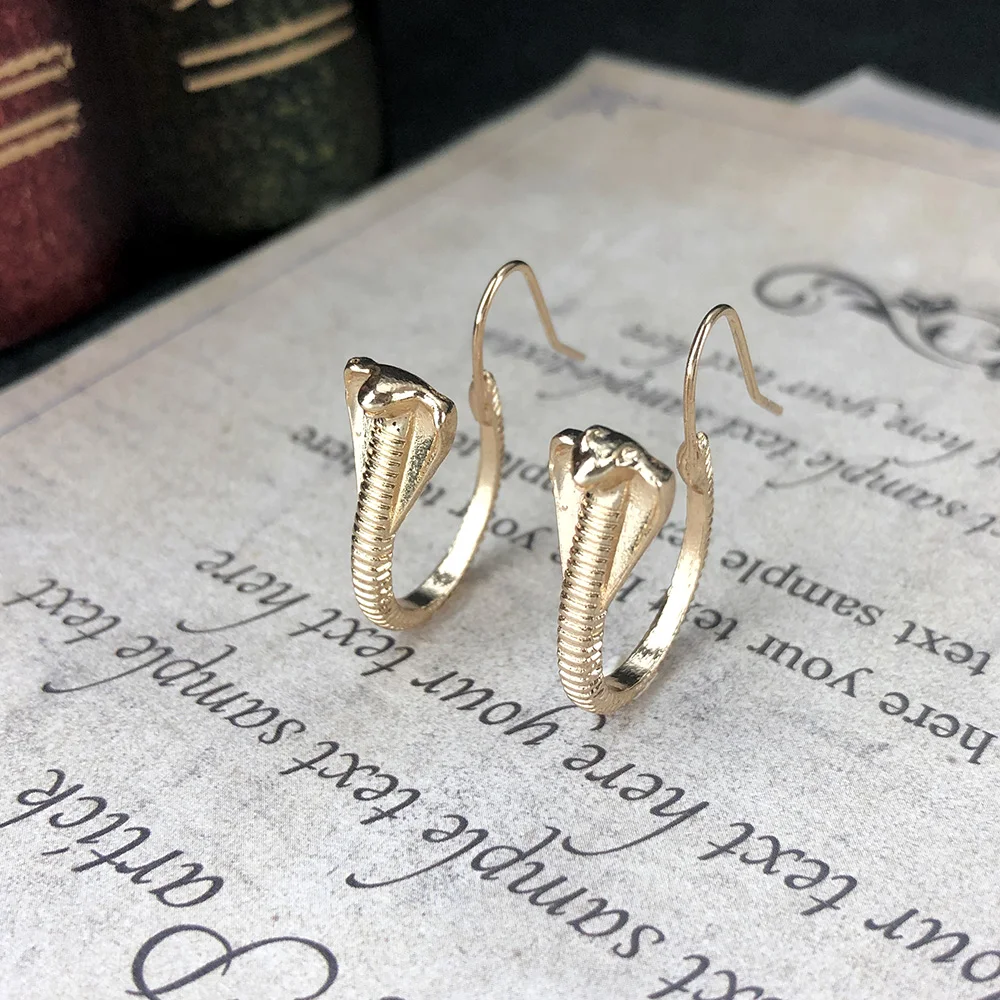 

Модные украшения в египетском стиле серебряного цвета и золотого цвета, в форме кобры, змеи, висячие серьги-Крючки для женщин