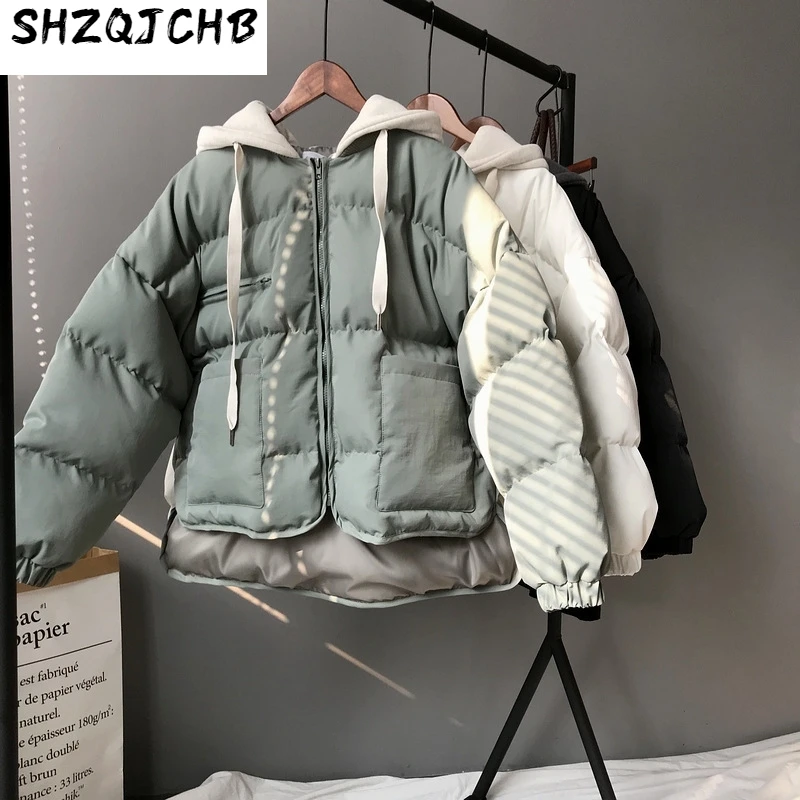 

JCHB 2021 Winter Jacket And Coat Women Warm Short Down Cotton Padded Coat New Casual Korean Bread Parka LX2409