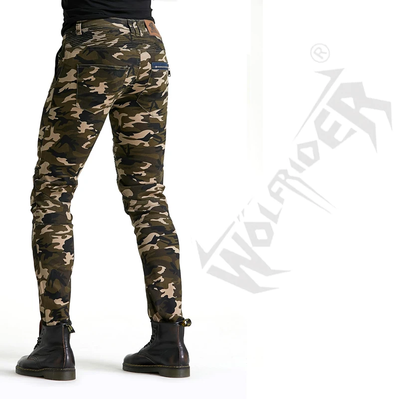 Белые камуфляжные мотоциклетные джинсы в виде солдата мужские брюки для езды на