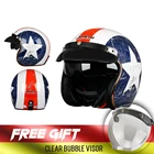 Шлем мотоциклетный винтажный с открытым лицом, в стиле ретро