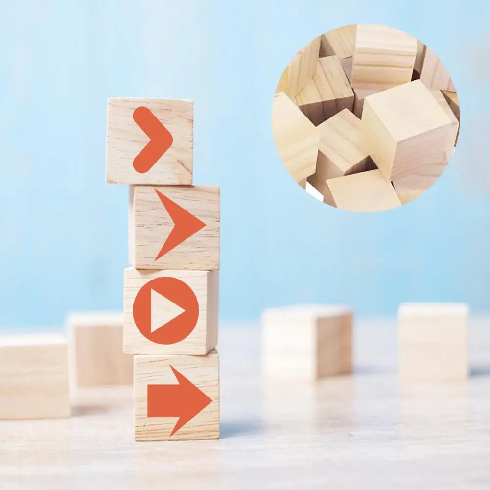 10Pcs Building Block Wooden Square Ornament Home DIY Decor Education Kids Toy Intellectual Development Toys Baby Gifts