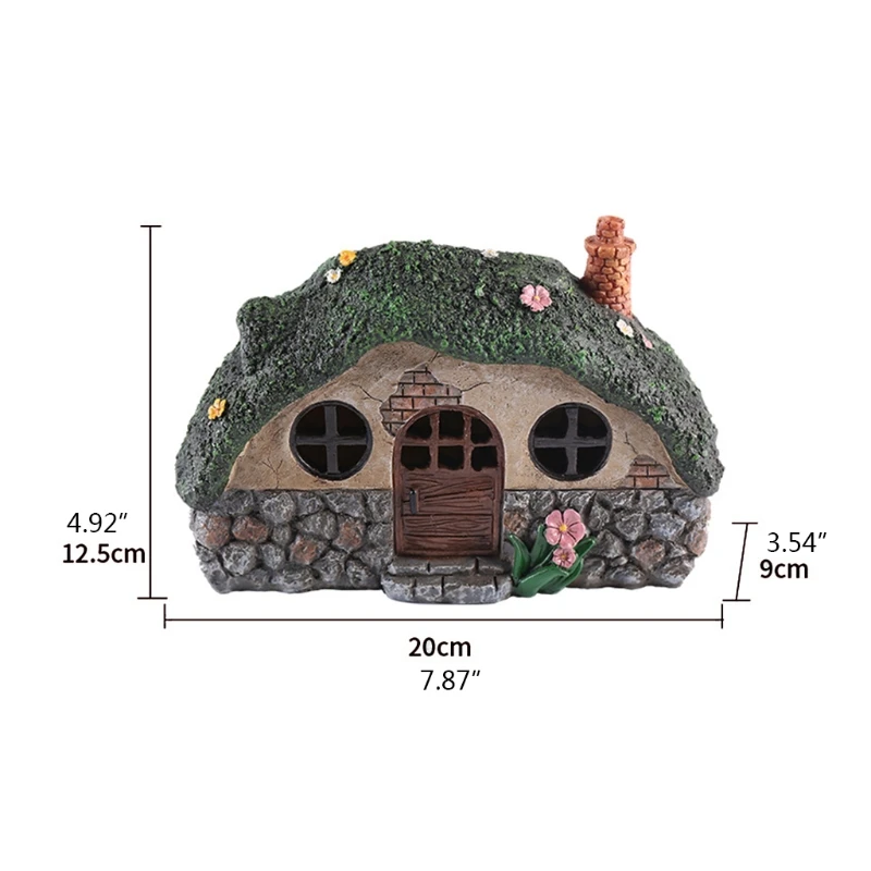 

Resin Fairy House Figurine with Solar Powered LED Light Waterproof Lighting Garden Statues Lamp Landscape Decoration Ornament