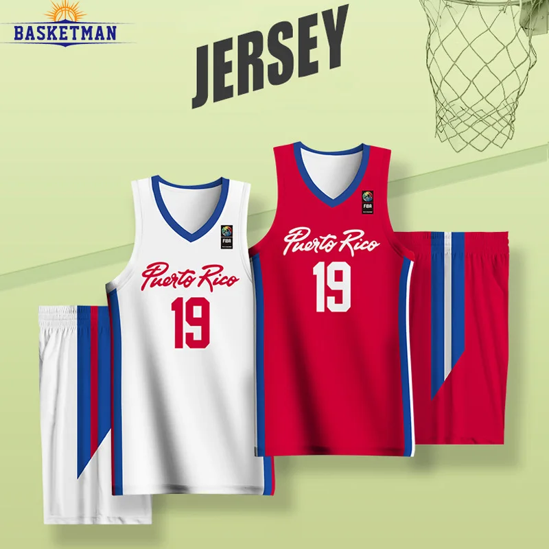 Баскетбольная спортивная одежда для мужчин, полное сублимация, Пуэрто-Рико, буквенный принт, индивидуальное имя, Джерси с логотипом, быстро...
