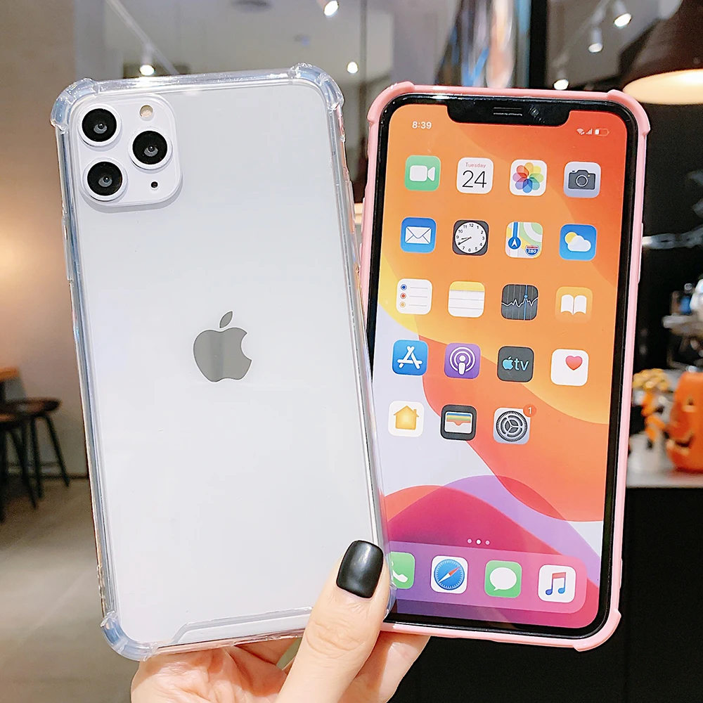 Candy Color Transparent Shockproof Phone Case For iPhone 11 Pro Max XR X XS 7 8 6S Plus Soft Acrylic Cover Bag | Мобильные телефоны