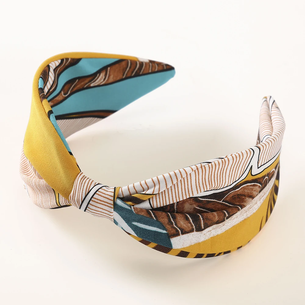

Haimeikang Fashion Women Print Hairband Top Knot Turban Headband Hair Hoop Wide Patchwork Hair Bands Bezel Hair Accessories