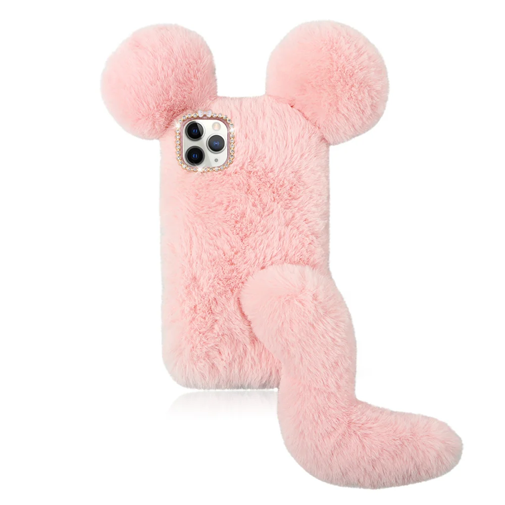Удобный чехол для телефона в форме мыши сохраняет тепло плюшевые Стразы рамка