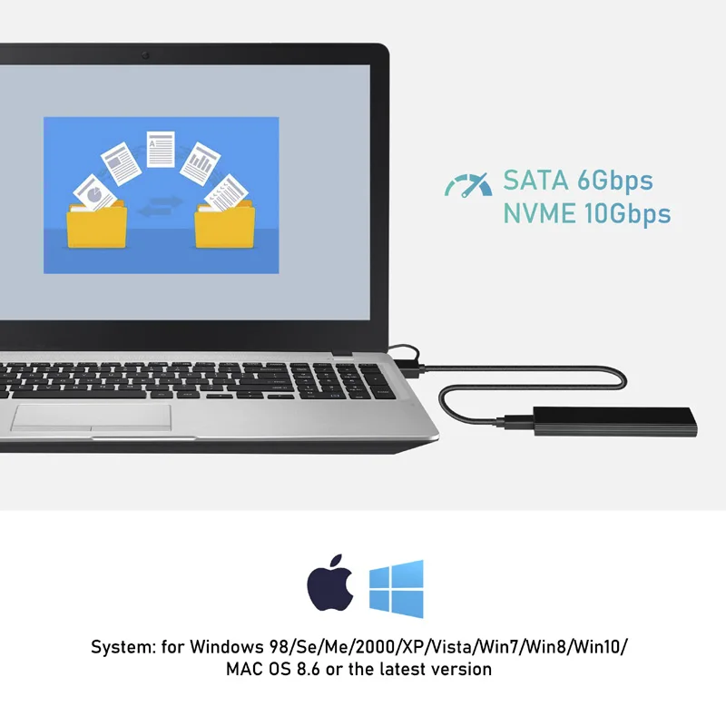 M.2 NVMe SSD Enclosure 10Gbps Dual Protocol M2 Case PCIE/ NGFF SATA Box with OTG Adapter for RTL9210B | Компьютеры и офис