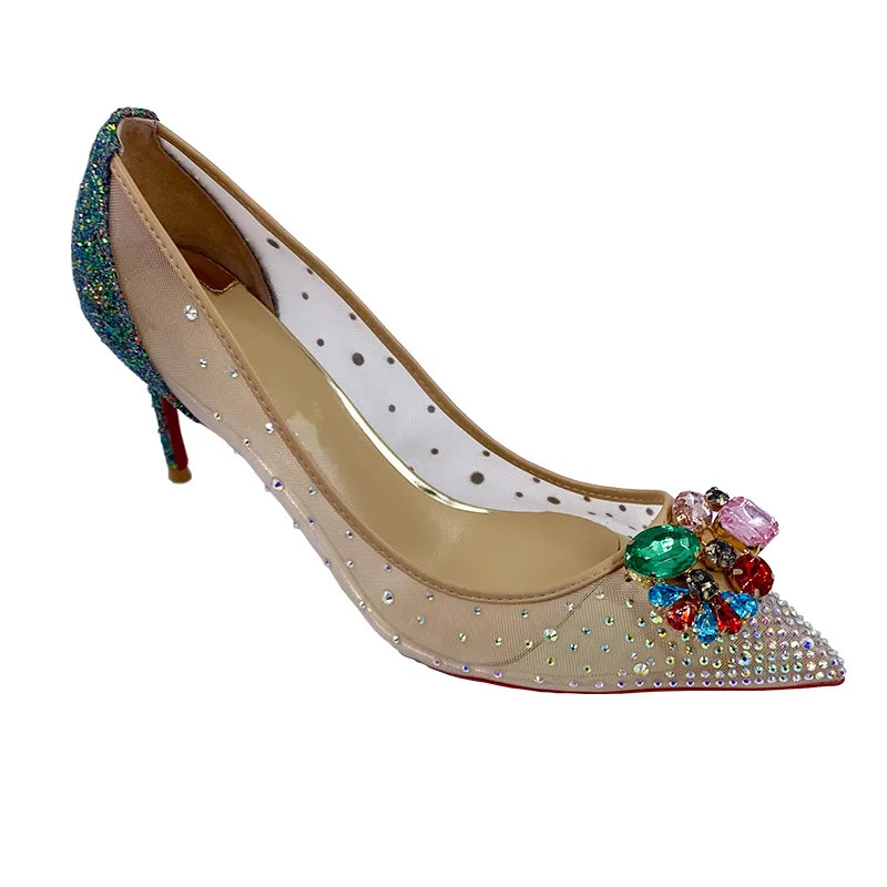 Классический дизайн женские туфли-лодочки с острым носком на высоком каблуке