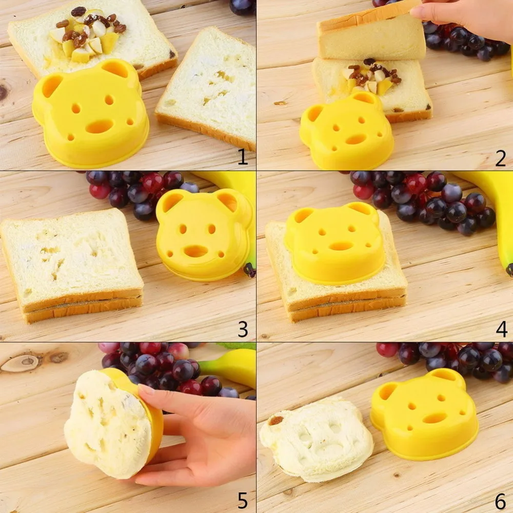 

Sandwich Toast Brood Maken Cutter Creative Geel Mooie Beer Vorm Cake Keuken Bakken Tool