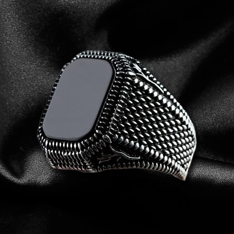 1 шт. мужское кольцо с натуральным черным камнем | Украшения и аксессуары