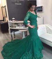 green lace mermaid evening dress kadisua 2017 abendkleider arabic saree formal evening party gowns robe de soiree vestido longo