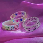 Женский комплект колец с сердцем из смолы, 3 шт.