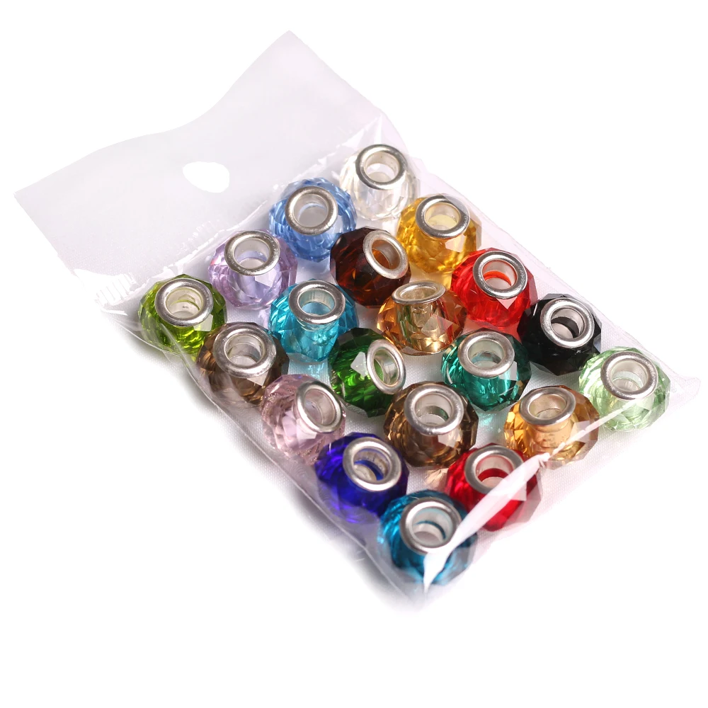 100 шт./лот оптовая продажа большое отверстие разделитель бисера 8*14 мм Хрустальное