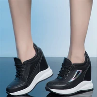 fashion sneakers women genuine leather wedges high heel ankle boots female breathable mesh round toe pumps shoes casual shoes