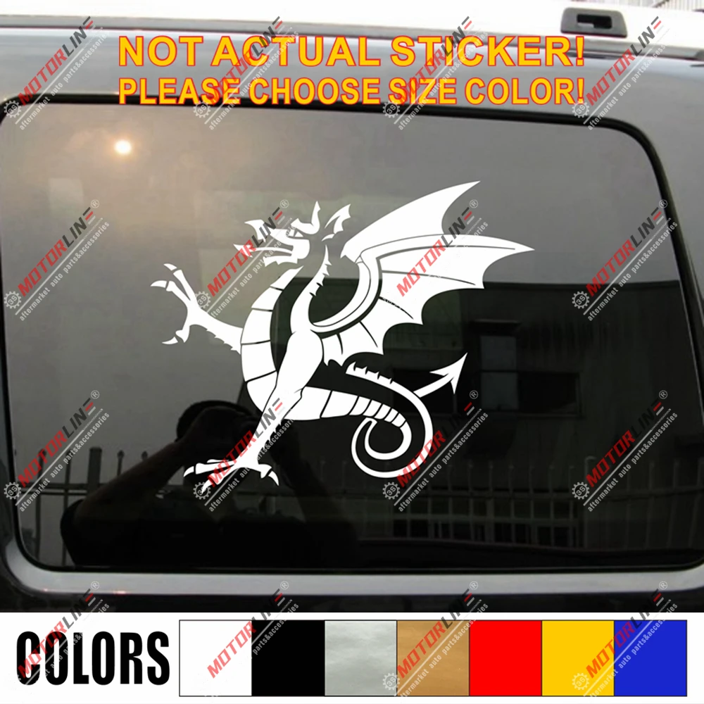Белая наклейка с драконом Anglo Saxon, английский виниловый стикер для автомобиля, размер d