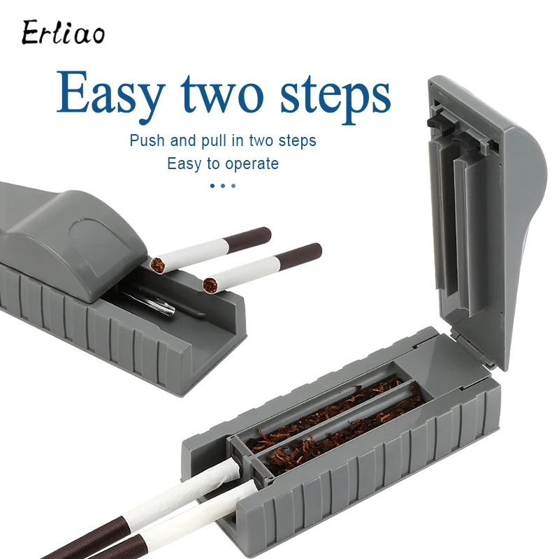 1Pcs New Manual Cigarette Smoke Puller Tobacco Injector Rolling Machine Double Tube Filling Roller Maker Accesoires Erliao | Дом и сад