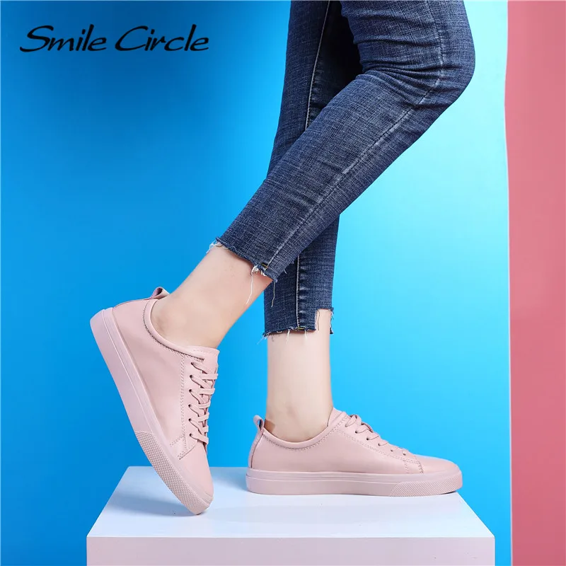 Женские кроссовки на платформе Smile Circle повседневная обувь из натуральной кожи с