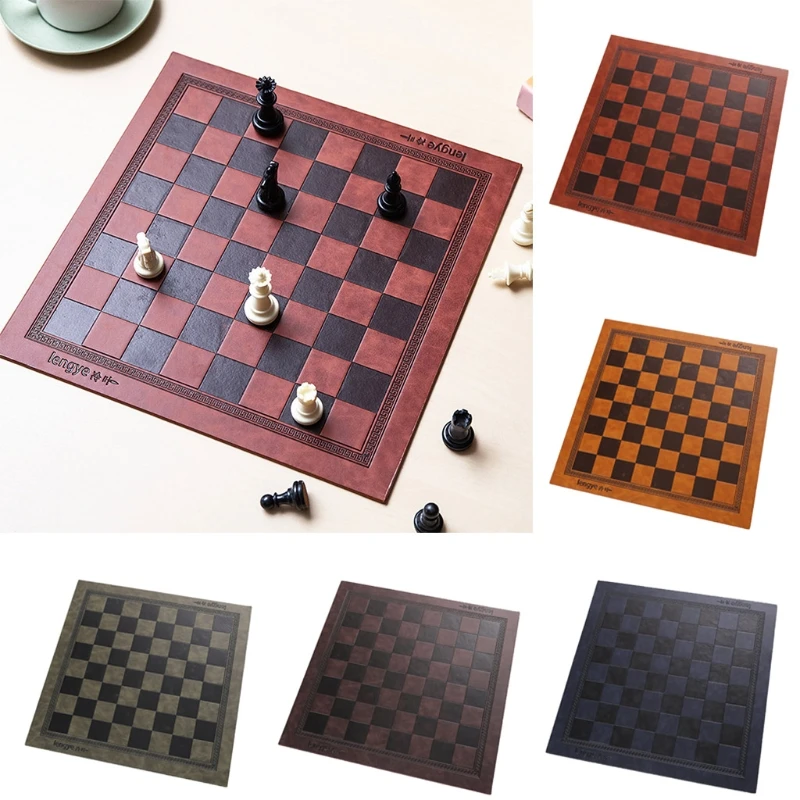 

Embossed Design Leather International Chess Board Games Mat Checkers Universal Chessboard Birthday Gift